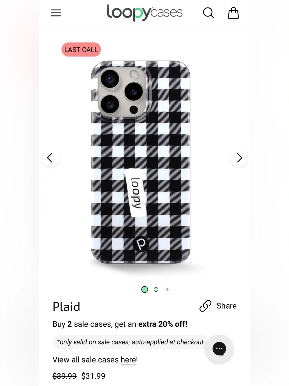 iPhone 16 Plus loopy red & black plaid case “stop the drop” NEW!